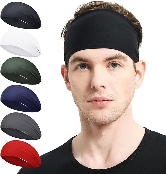 Men’s Sweat-Wicking Headbands – 6 Pack