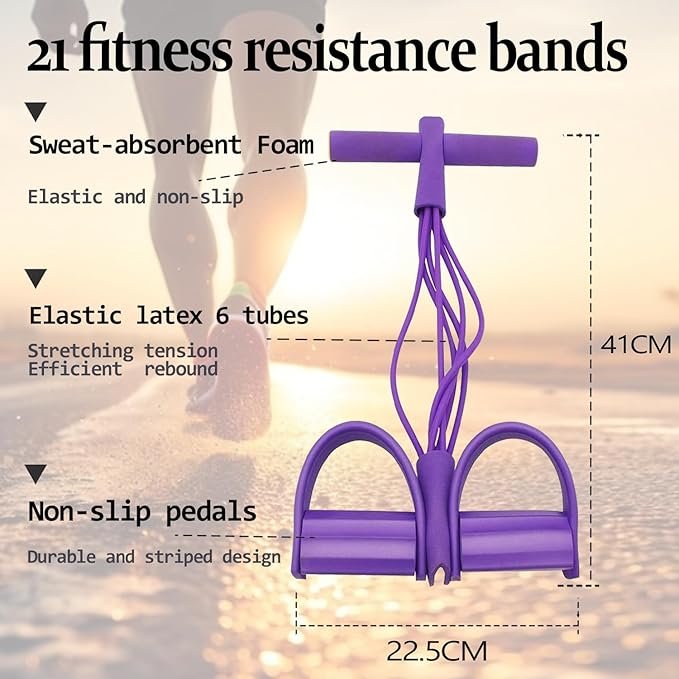 6-Tube Resistance Bands with Pedals - Image 4